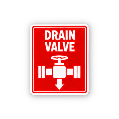 Red Drain Valve Down Arrow Portrait Vinyl Decal Stickers