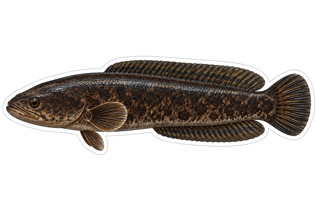 Dark Brown Mudfish with Rounded Tail Vinyl Decal Stickers