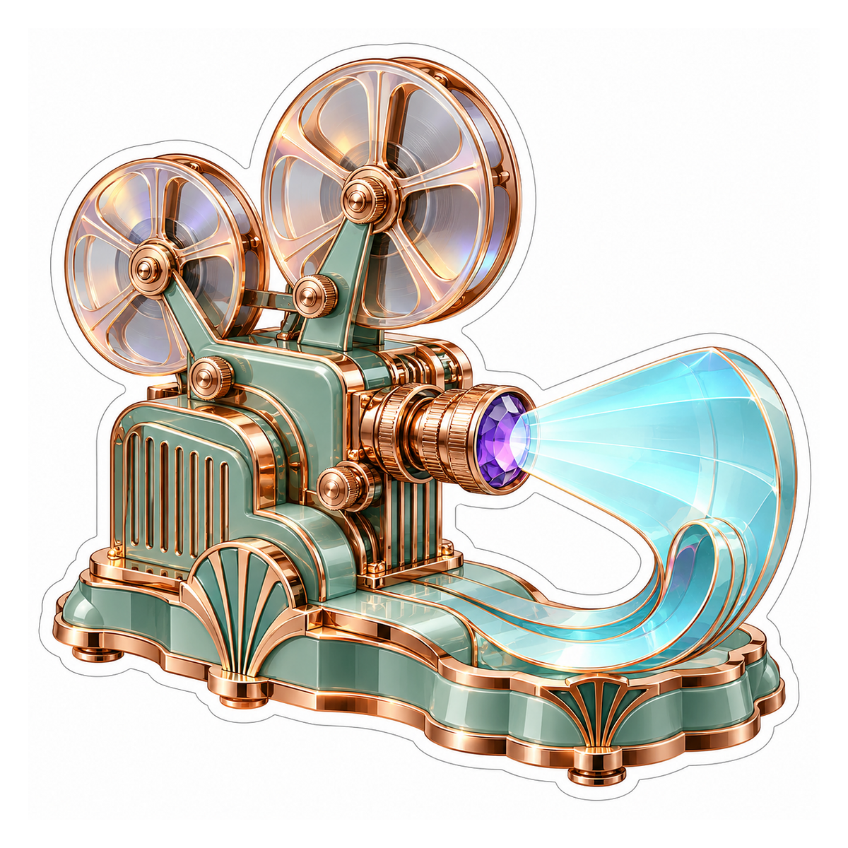 Seafoam Copper Film Projector Curved Beam Art Vinyl Decal Stickers