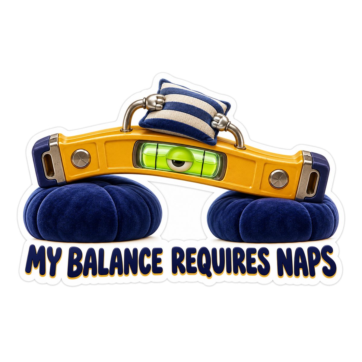 Yellow Level on Blue Nap Pillows Art Vinyl Decal Stickers