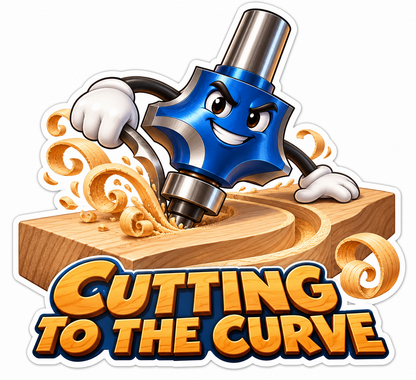 Blue Router Bit Character Carving Curved Wood Vinyl Decal Stickers