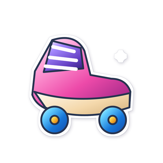 Pink Roller Skate With Blue Wheels Art Vinyl Decal Stickers