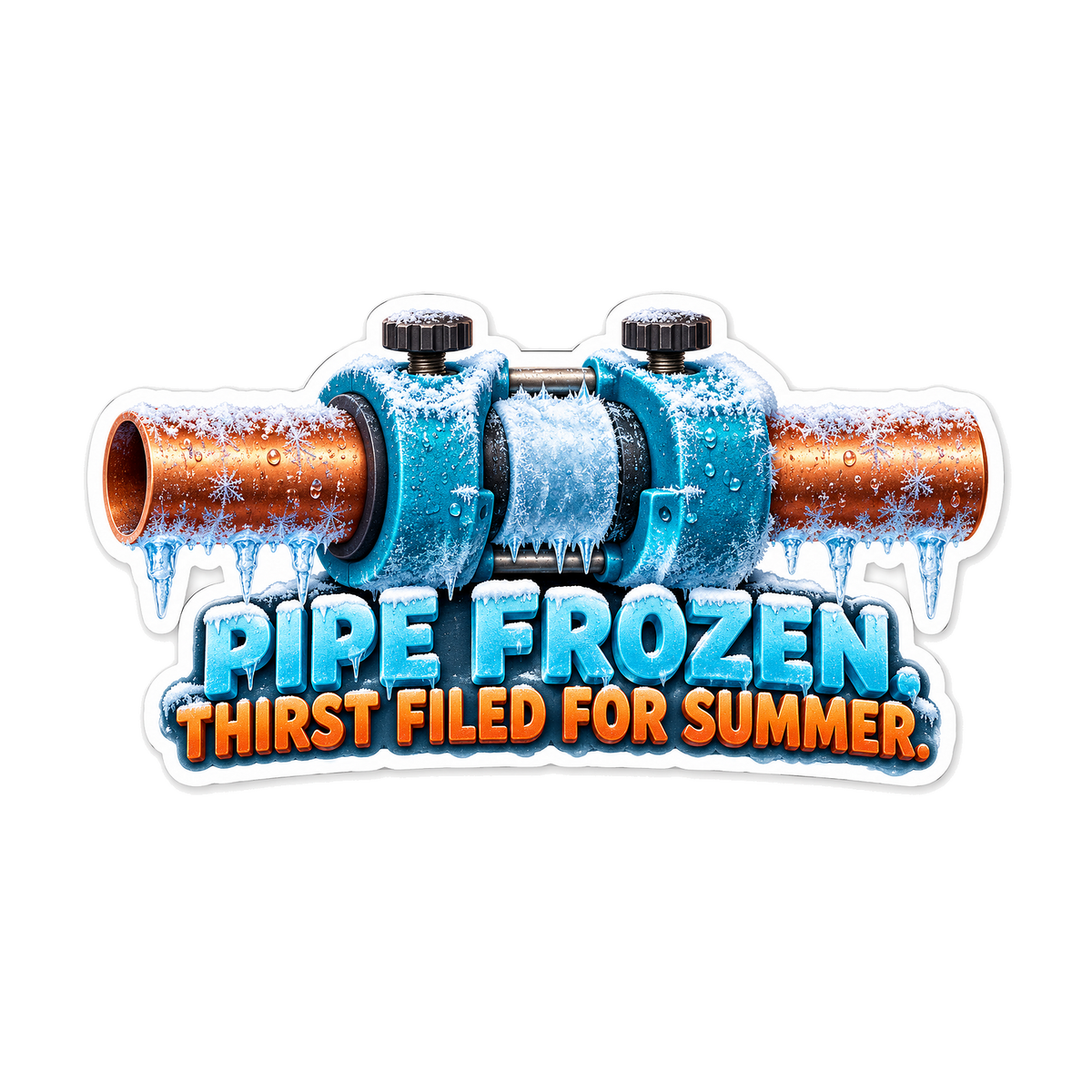 Copper Pipe and Icy Blue Clamp Thirst Quote Art Vinyl Decal Stickers