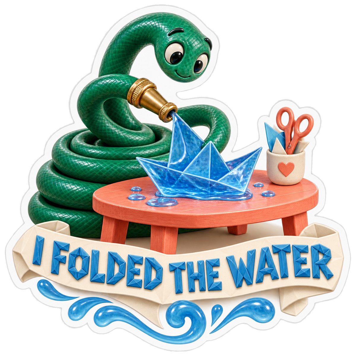 Green Hose Folding Water Boat Art Vinyl Decal Stickers
