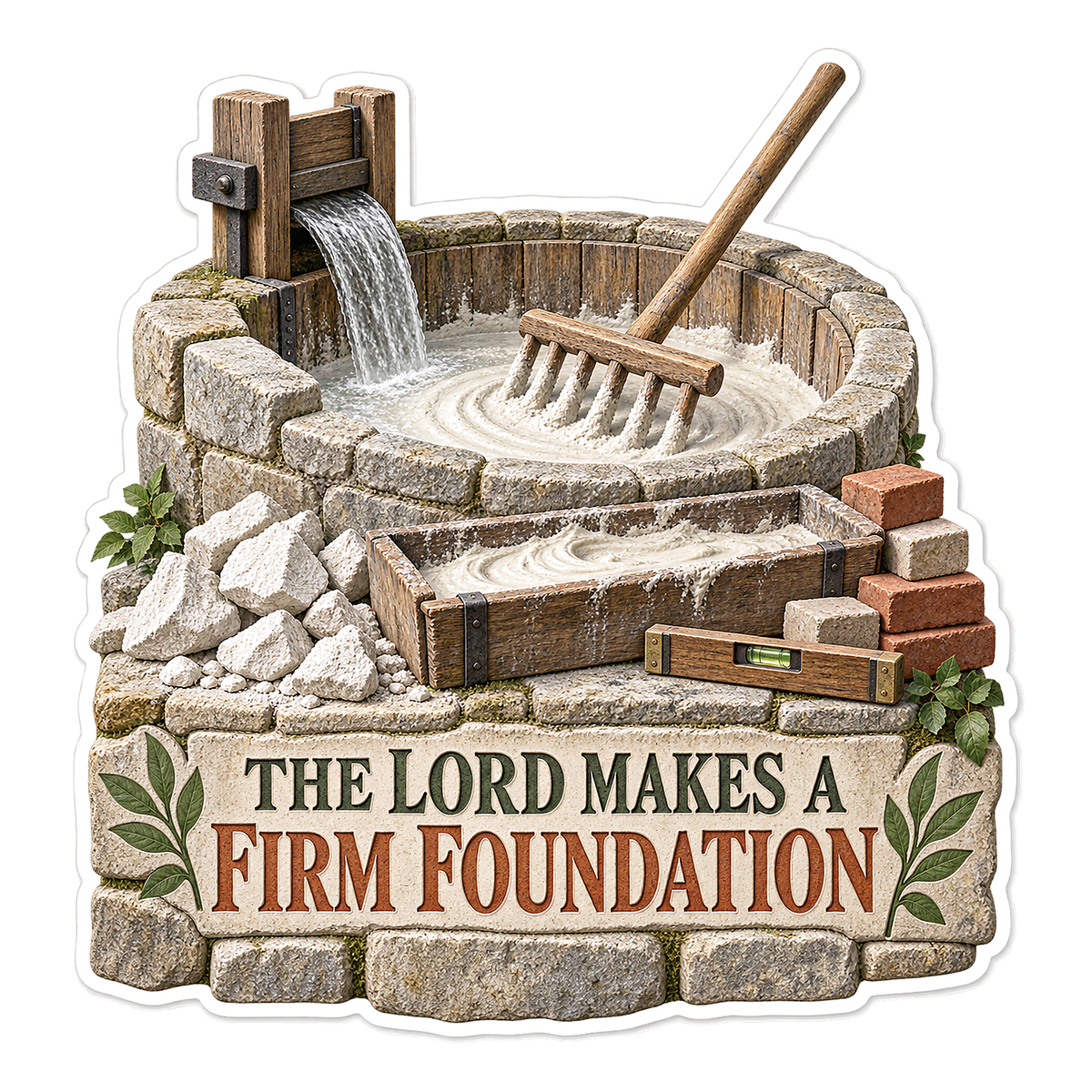 Stone Mixing Vat Foundation Lettering Vinyl Decal Stickers
