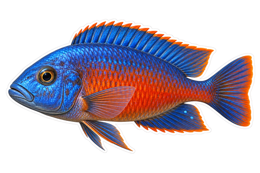 Red Empress Cichlid Art Vinyl Decal Stickers