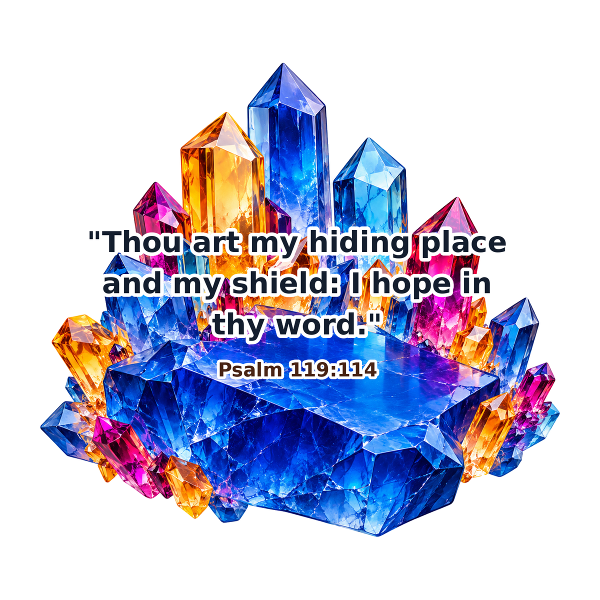 Colorful Crystal Cluster Psalm Quote Art Vinyl Decal Stickers