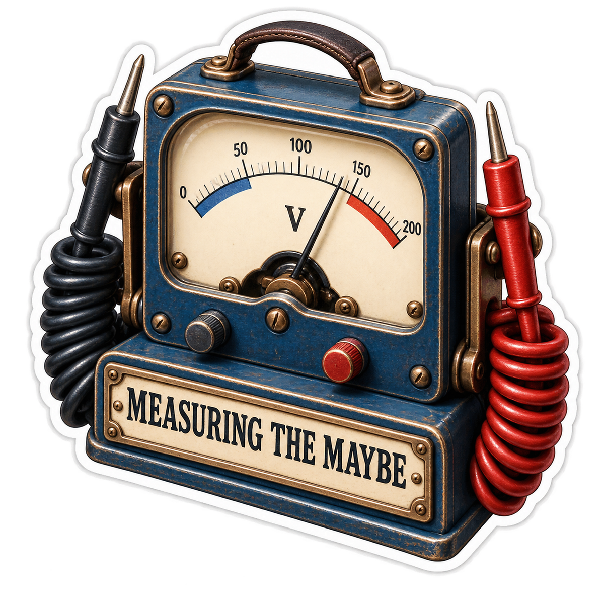 Vintage Blue Analog Voltage Meter Art Vinyl Decal Stickers