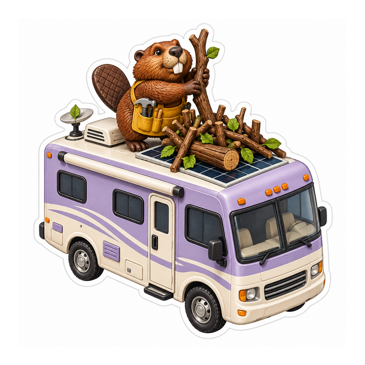 Beaver Building on Motorhome Roof Art Vinyl Decal Stickers