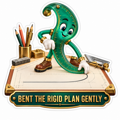 Smiling Green Curved Ruler at Drafting Table Art Vinyl Decal Stickers