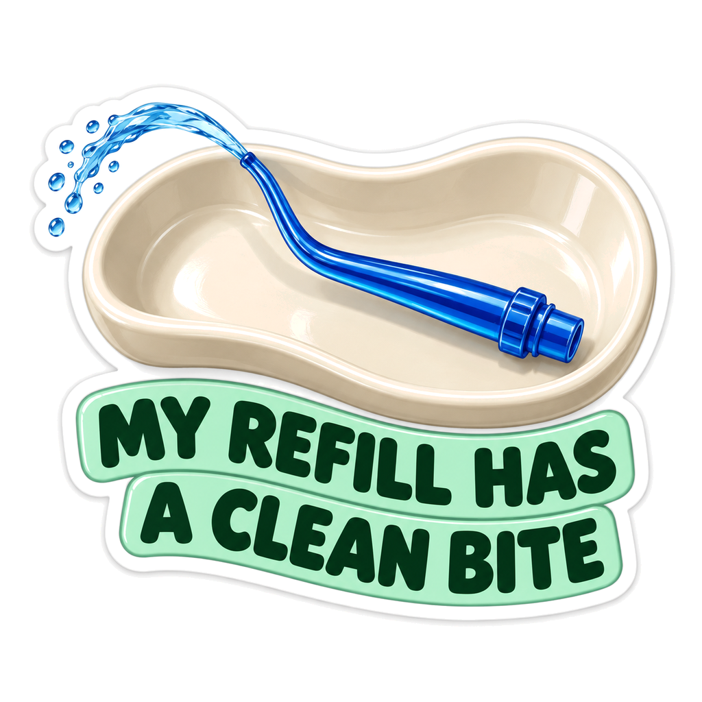 Blue Curved Nozzle in Cream Tray with Saying Vinyl Decal Stickers