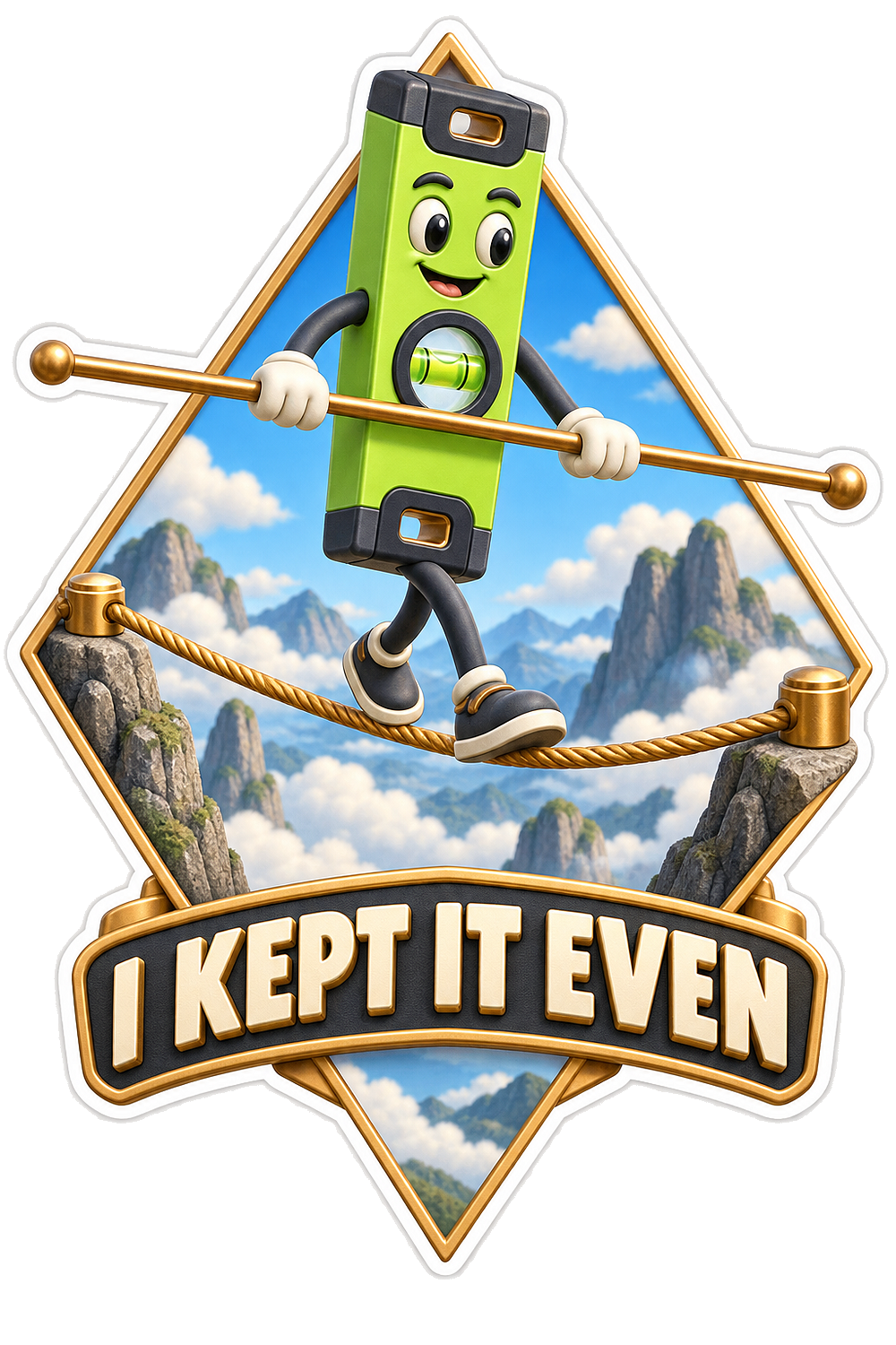 Spirit Level Tightrope over Mountains Vinyl Decal Stickers