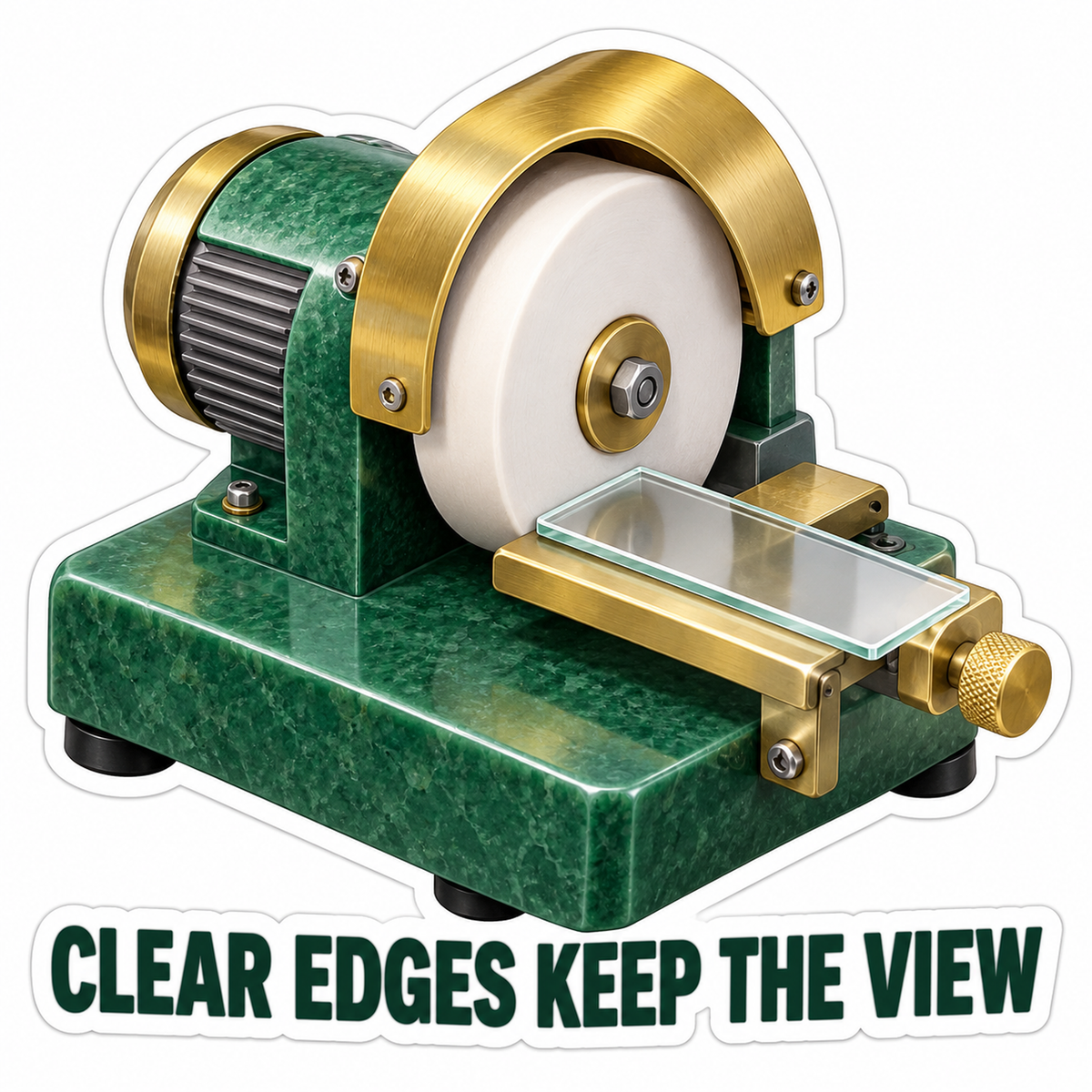 Green Gold Grinding Wheel with Clear Edges Quote Vinyl Decal Stickers