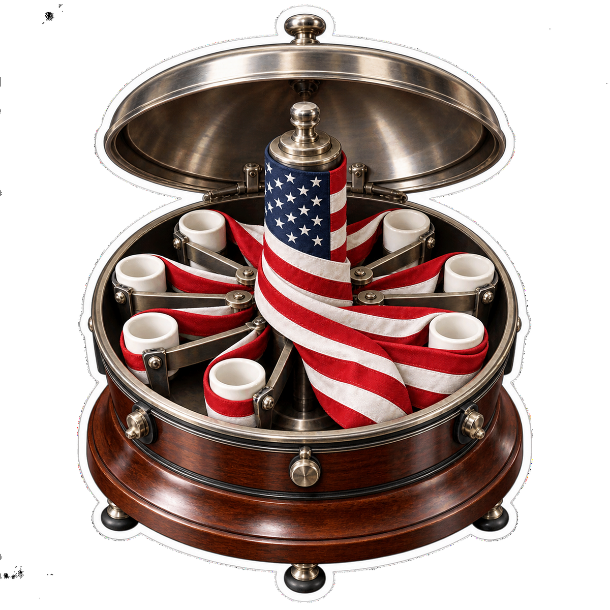USA Flag Round Open Spinning Device Vinyl Decal Stickers
