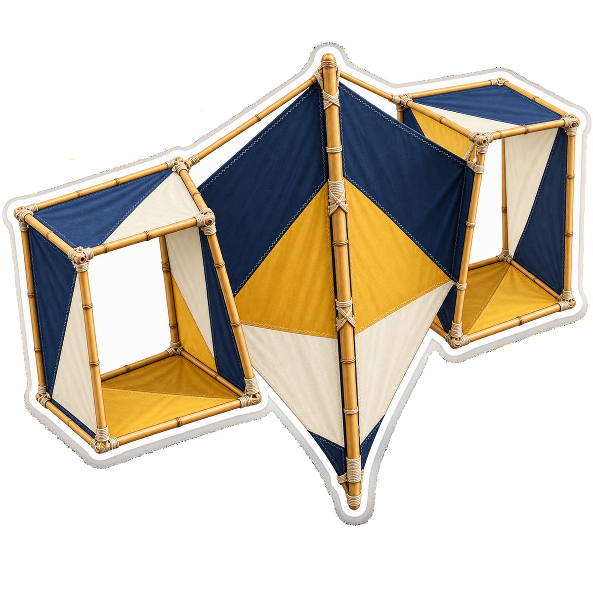 Blue Yellow Cellular Kite Art Vinyl Decal Stickers