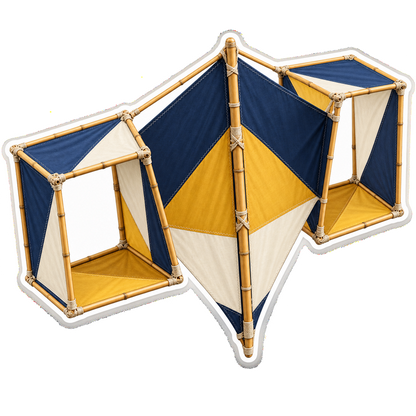 Blue Yellow Cellular Kite Art Vinyl Decal Stickers