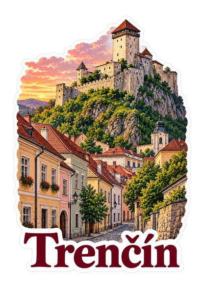 Trencin Hilltop Castle and Old Town Art Vinyl Decal Stickers