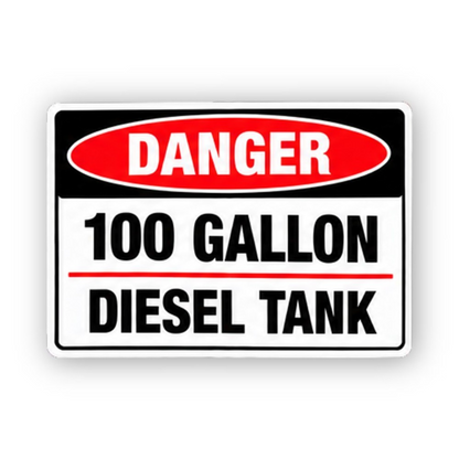Red Hundred Gallon Diesel Tank Panel Vinyl Decal Stickers