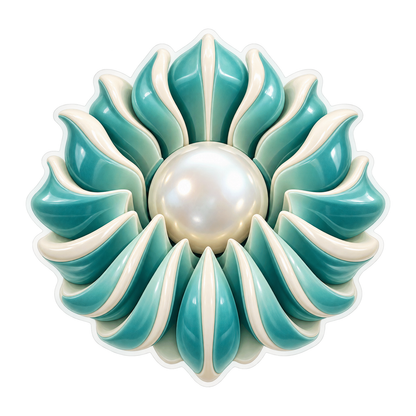 Teal Petal Ring with Pearl Center Art Vinyl Decal Stickers