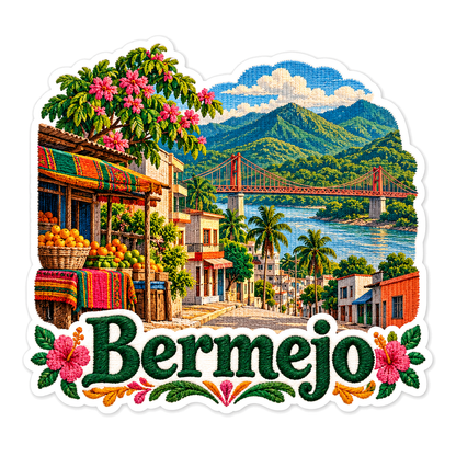 Bermejo River Bridge Market Travel Art Vinyl Decal Stickers