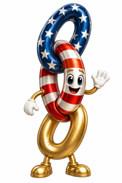 Patriotic Three Oval Chain Links Character Art Vinyl Decal Stickers