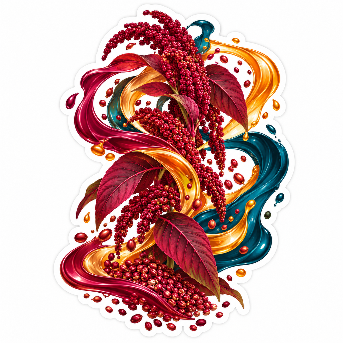 Crimson Amaranth with Colorful Swirls Art Vinyl Decal Stickers