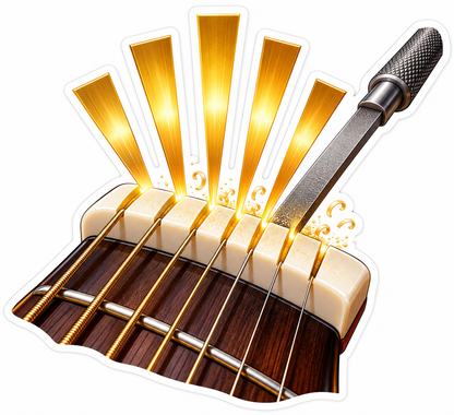 Guitar Nut File and Golden Sunbeams Art Vinyl Decal Stickers