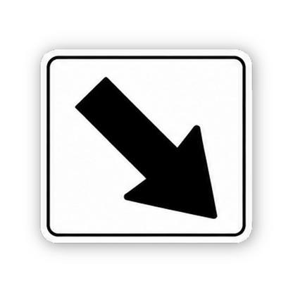 Black Down Right Arrow White Square Vinyl Decal Stickers