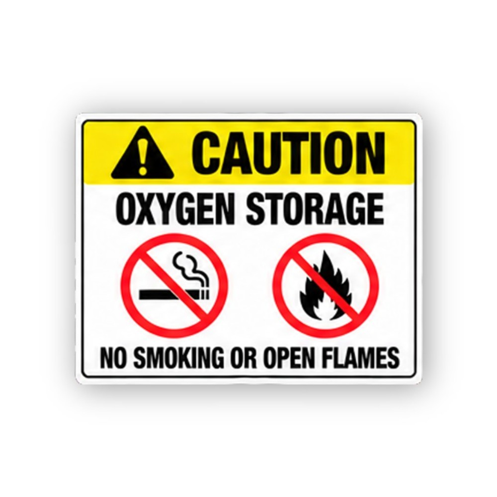 Yellow Oxygen Storage Two Crossed Icons Panel Vinyl Decal Stickers
