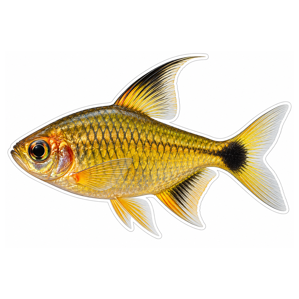 Golden Tetra with Curved Black Dorsal Fin Vinyl Decal Stickers