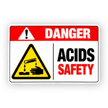 Red Danger Acids Safety Hand Triangle Panel Vinyl Decal Stickers