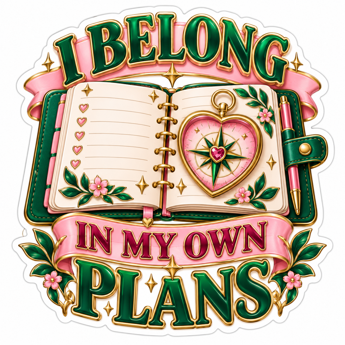 Personal Plans Quote with Floral Journal Art Vinyl Decal Stickers