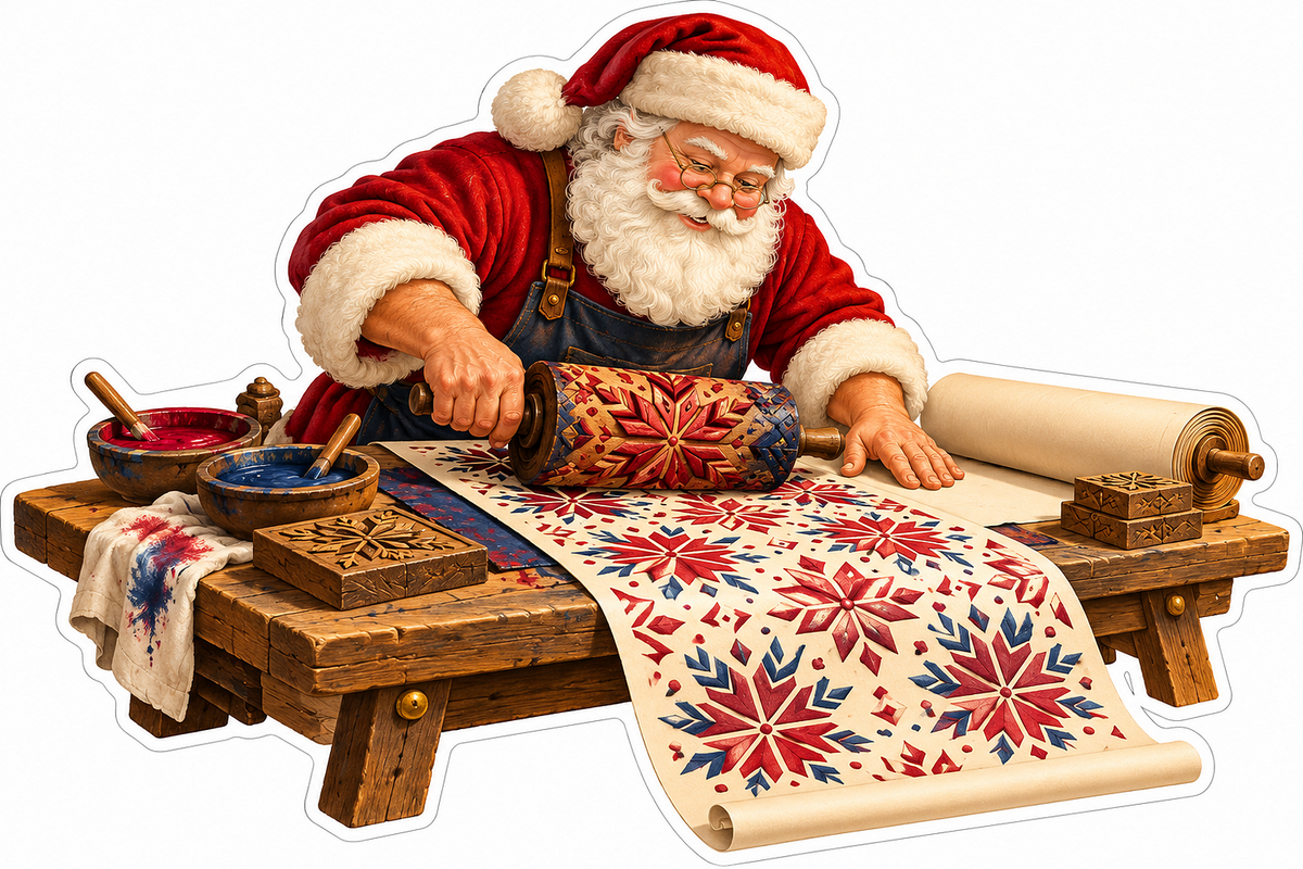 Santa Printing Red Blue Star Wrapping Vinyl Decal Stickers