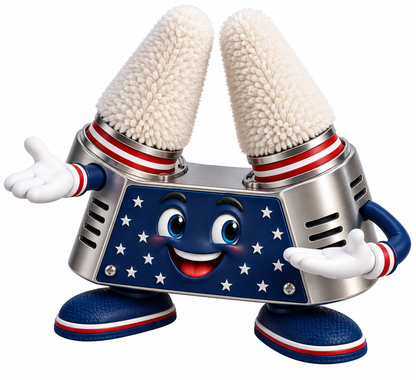 Patriotic Twin White Brush Polisher Mascot Art Vinyl Decal Stickers