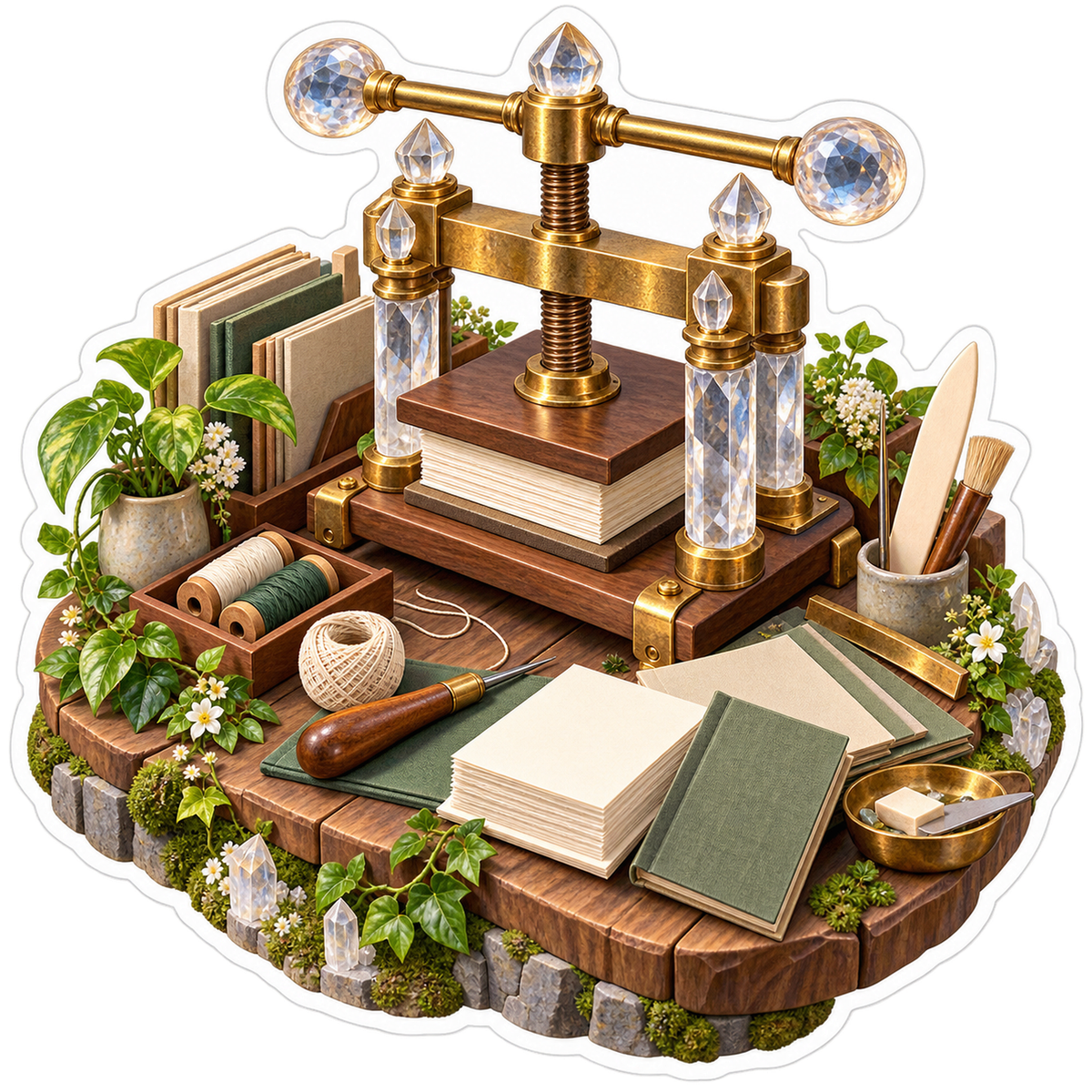 Golden Book Press on Greenery Craft Platform Vinyl Decal Stickers