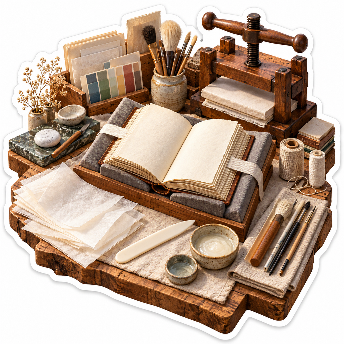 Open Book Restoration Workbench Art Vinyl Decal Stickers