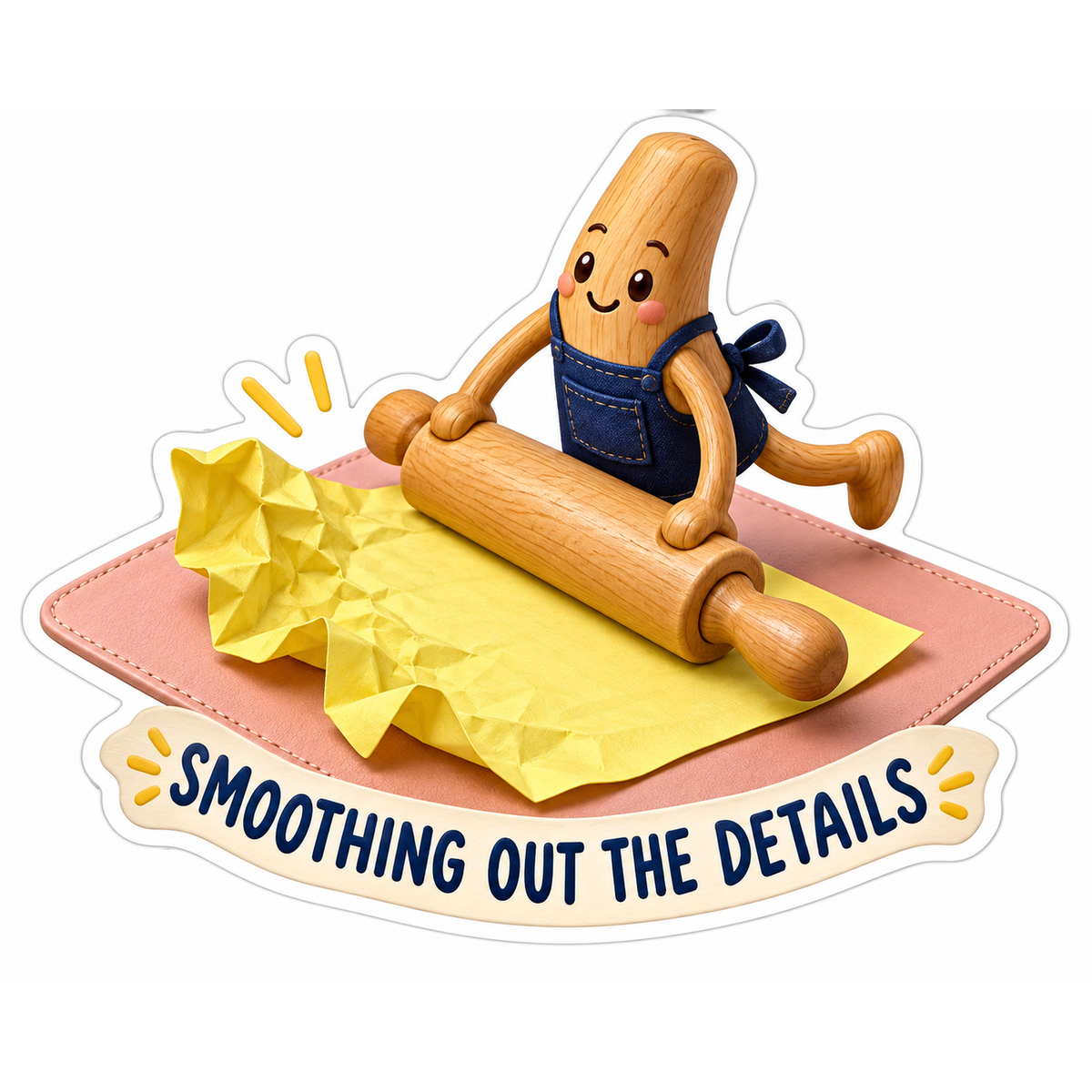 Rolling Pin Smoothing Yellow Paper Art Vinyl Decal Stickers