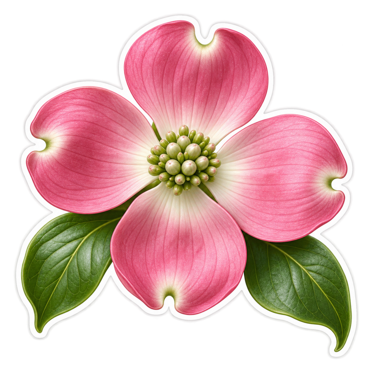 Pink Dogwood Green Leaves Art Vinyl Decal Stickers