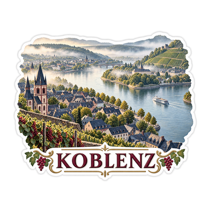 Koblenz River Vineyard Mist Landscape Vinyl Decal Stickers