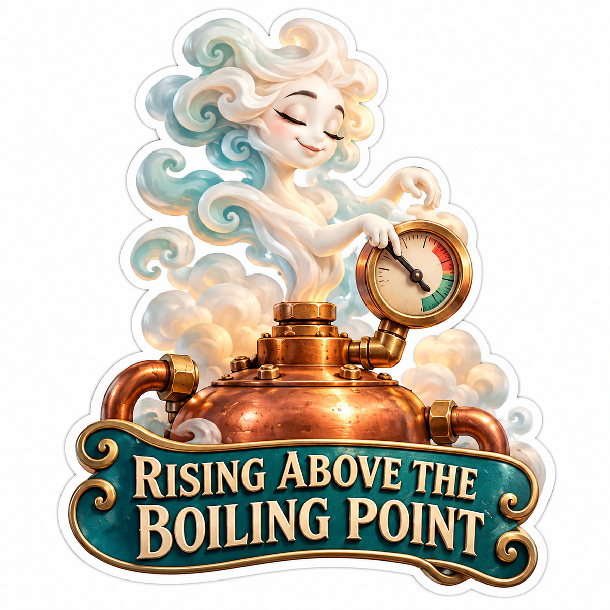 Steam Spirit Checking a Copper Vessel Gauge Vinyl Decal Stickers
