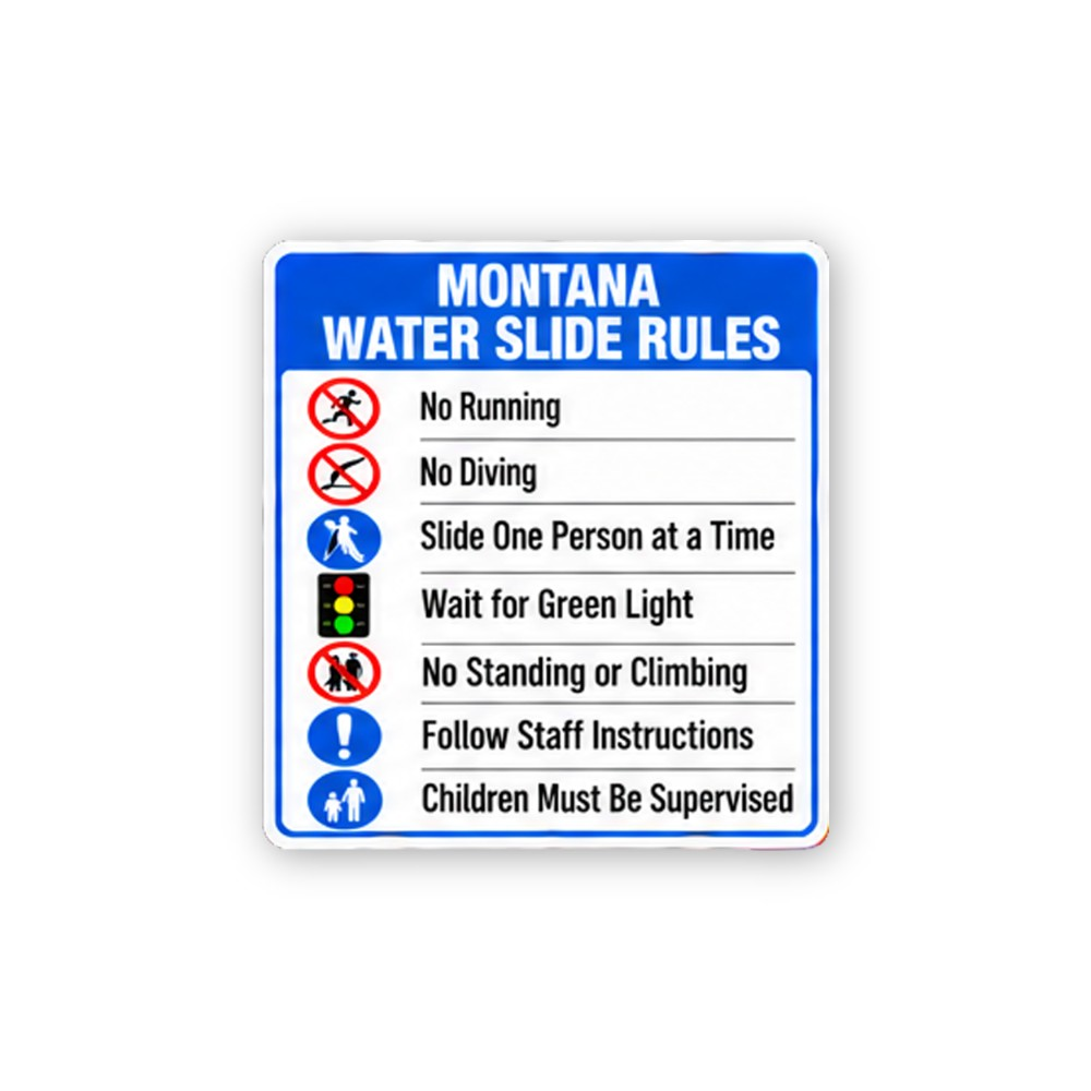 Blue Montana Water Slide Rules Icon Portrait Vinyl Decal Stickers