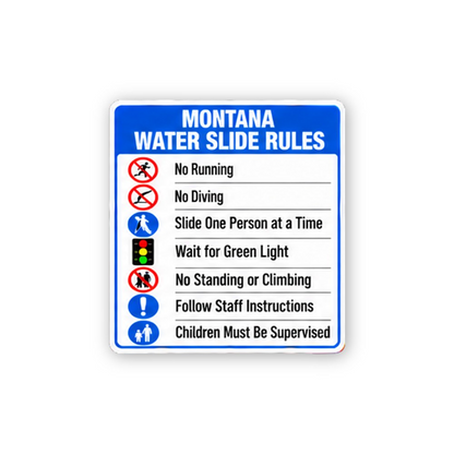 Blue Montana Water Slide Rules Icon Portrait Vinyl Decal Stickers