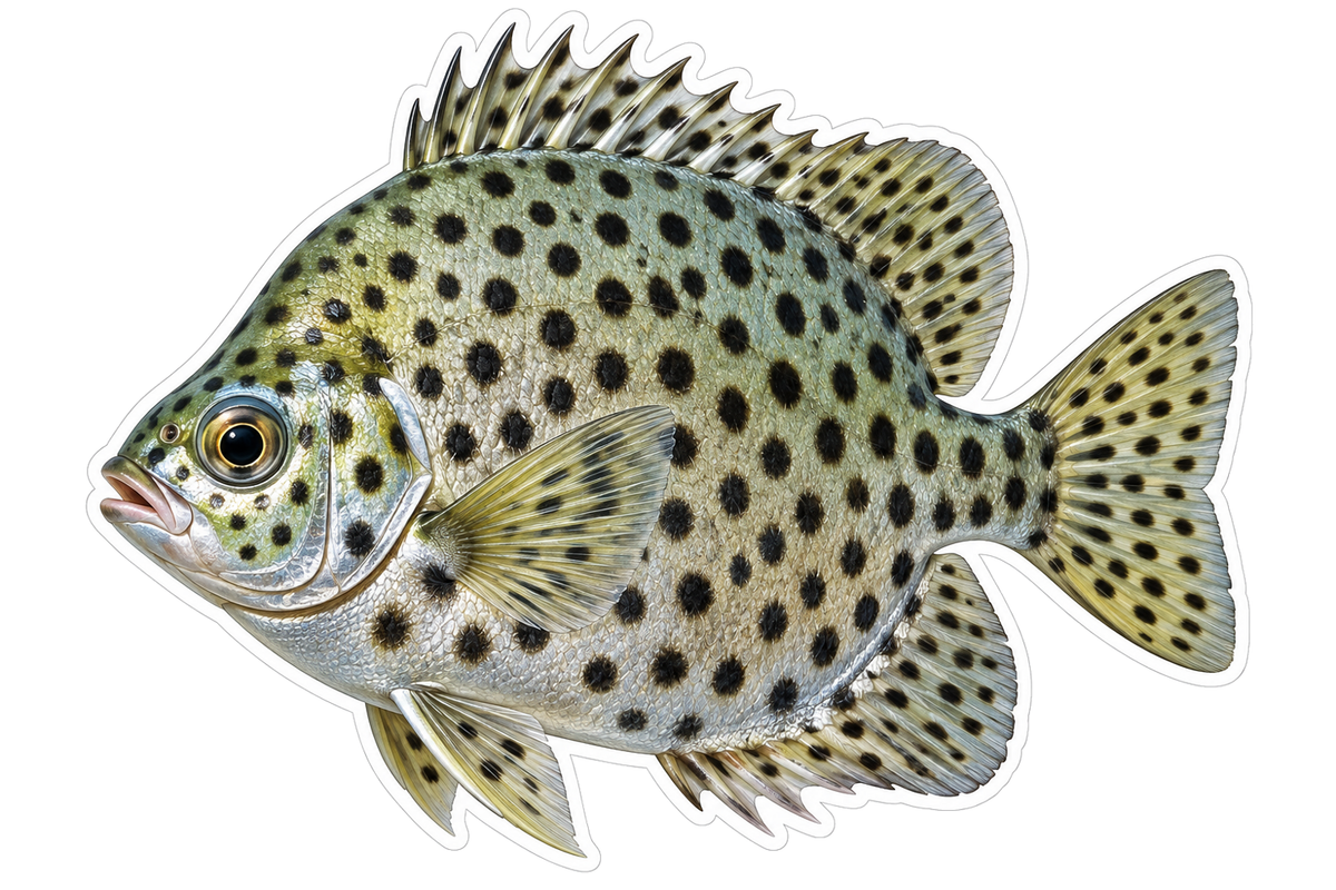 Silver Fish with Large Black Spots Vinyl Decal Stickers