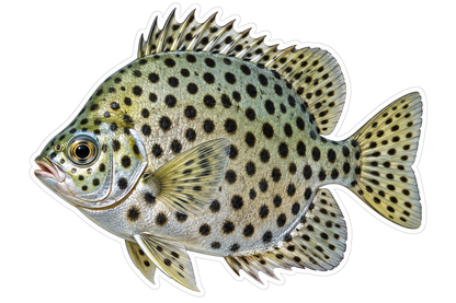 Silver Fish with Large Black Spots Vinyl Decal Stickers