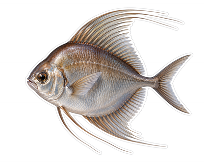 Silver Bronze Long Fin Manefish Art Vinyl Decal Stickers