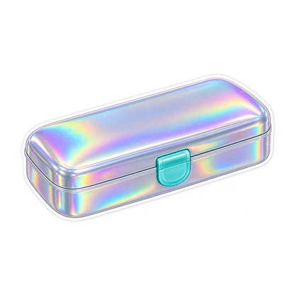 Iridescent Silver Pencil Box Artwork Vinyl Decal Stickers