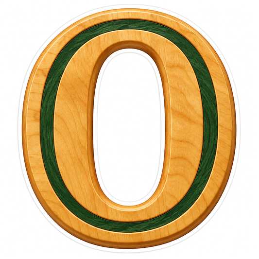 Honey Wood Green Inlay Letter O Art Vinyl Decal Stickers