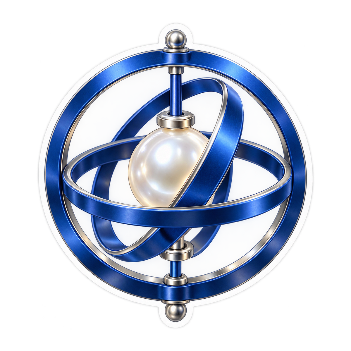 Blue Gyroscope with Pearl Center Art Vinyl Decal Stickers