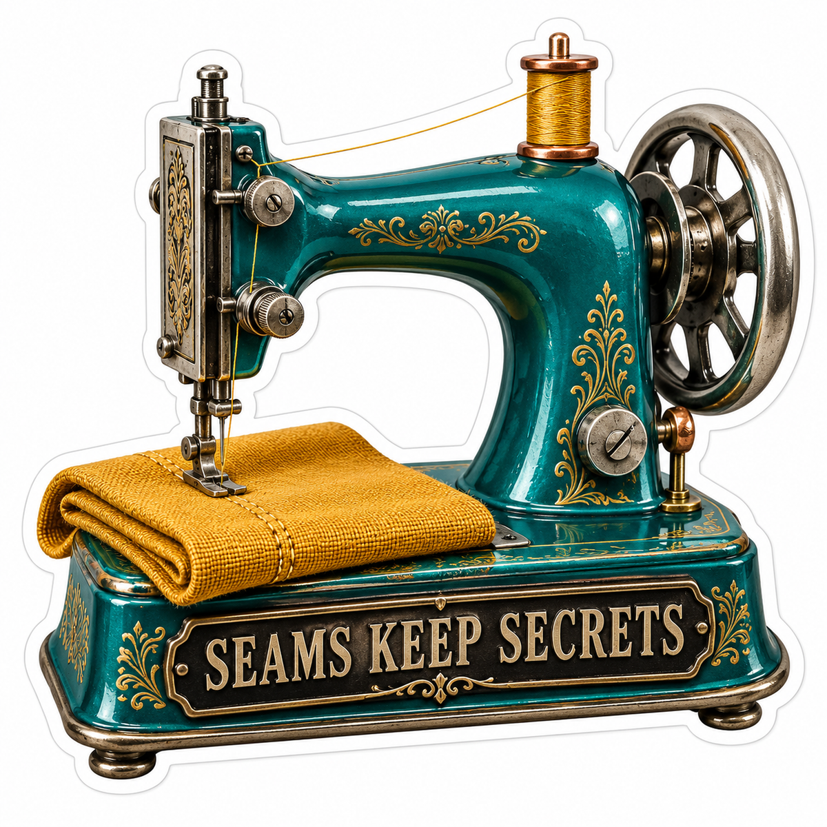 Teal Sewing Machine Seams Quote Vinyl Decal Stickers