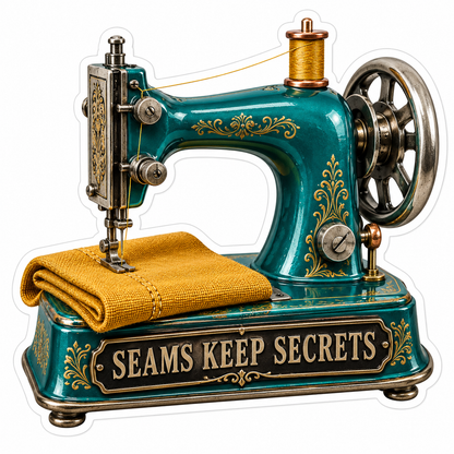 Teal Sewing Machine Seams Quote Vinyl Decal Stickers